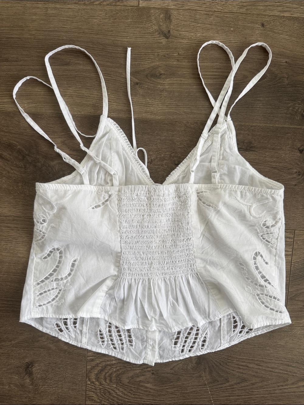 Free People White Eyelet Tie-Front Cami - Picture 3 of 7